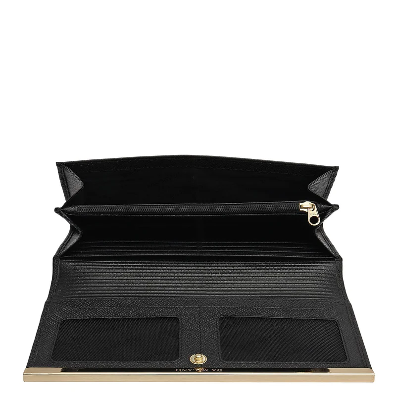 Da Milano Black Franzy Leather Ladies Wallet - Black for Women | Best Price UAE